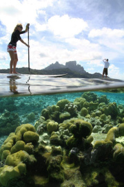 Stand up paddle à Bora Bora